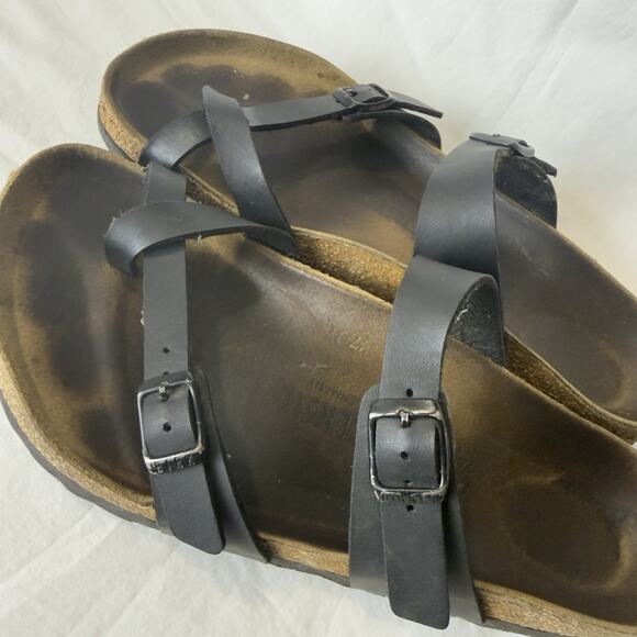 Birkenstock Womens Mayari Slip on Black Leather Sandals Size 40 USA 9/9.5 - Picture 1 of 7